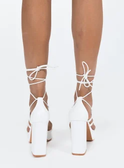 Princess Polly Mallard Strappy Heels  White Sale