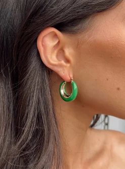 Princess Polly Mallow Earrings  Green Hot