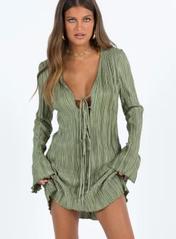 Princess Polly Malop Long Sleeve Mini Dress  Sage Store