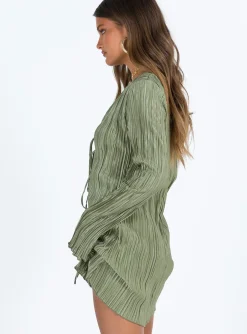 Princess Polly Malop Long Sleeve Mini Dress  Sage Store