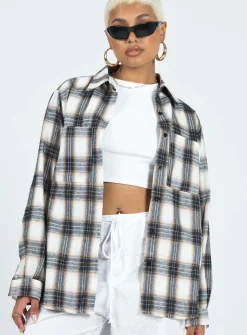 Princess Polly Malvern Shirt  Grey Check Cheap