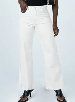 Princess Polly Mamaia Straight Leg Denim Jeans  Cream Cheap