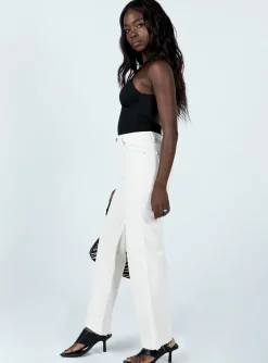 Princess Polly Mamaia Straight Leg Denim Jeans  Cream Cheap