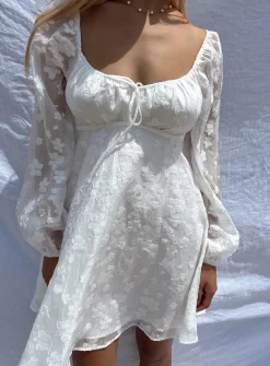 Princess Polly Marceau Long Sleeve Mini Dress White   Cream Store