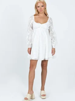 Princess Polly Marceau Long Sleeve Mini Dress White   Cream Store
