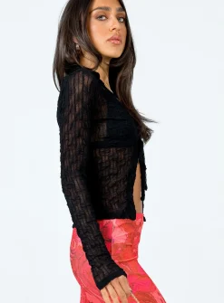 Princess Polly Marcos Long Sleeve Top  Black Discount