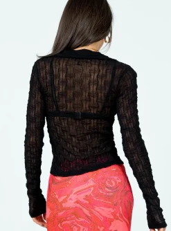 Princess Polly Marcos Long Sleeve Top  Black Discount