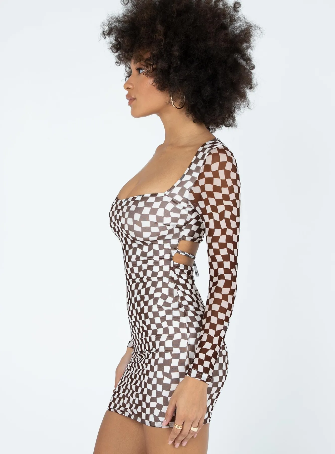 Princess Polly Marcus Mini Dress/ White Brown Fashion