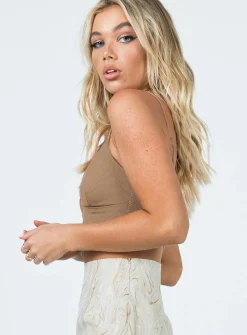 Princess Polly Mareta Top  Brown Hot