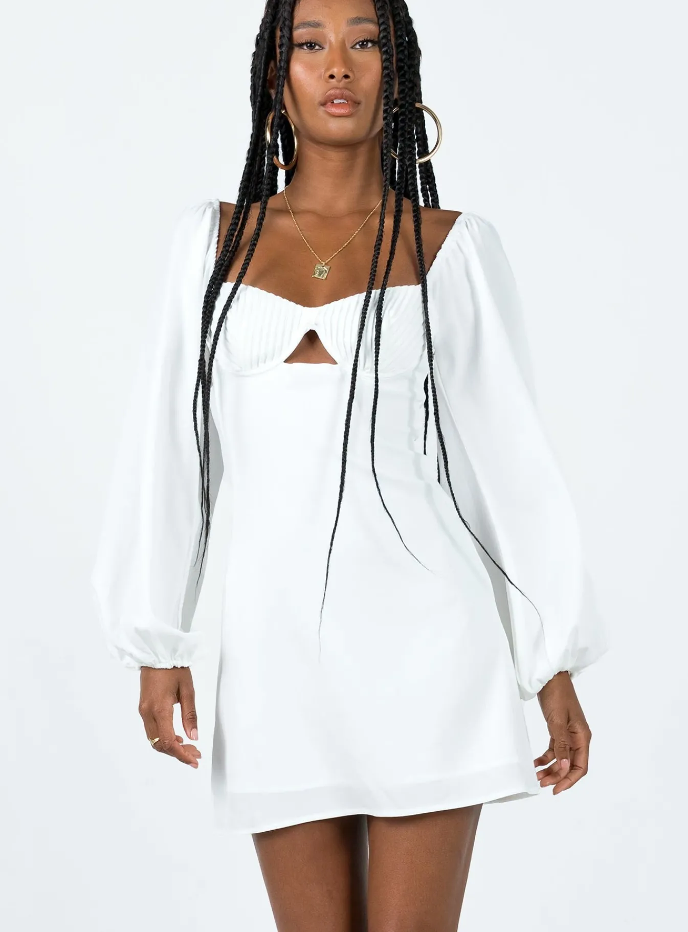 Princess Polly Marilee Long Sleeve Mini Dress White Flash Sale