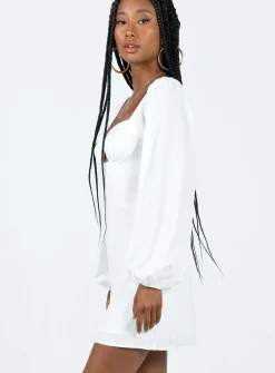 Princess Polly Marilee Long Sleeve Mini Dress White Flash Sale