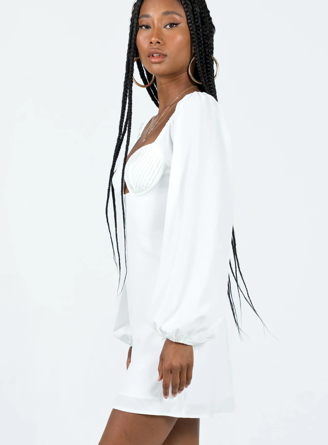 Princess Polly Marilee Long Sleeve Mini Dress White Flash Sale