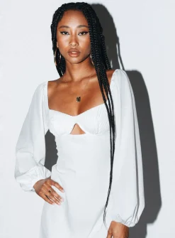 Princess Polly Marilee Long Sleeve Mini Dress White Flash Sale