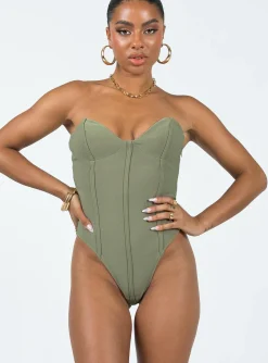 Princess Polly Marishka Bodysuit  Khaki Cheap
