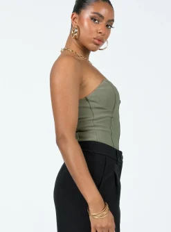 Princess Polly Marishka Bodysuit  Khaki Cheap