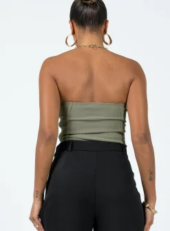 Princess Polly Marishka Bodysuit  Khaki Cheap