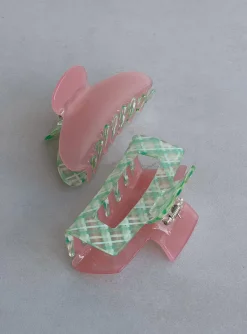 Princess Polly Marisol Hair Clip Pack  Green Clearance