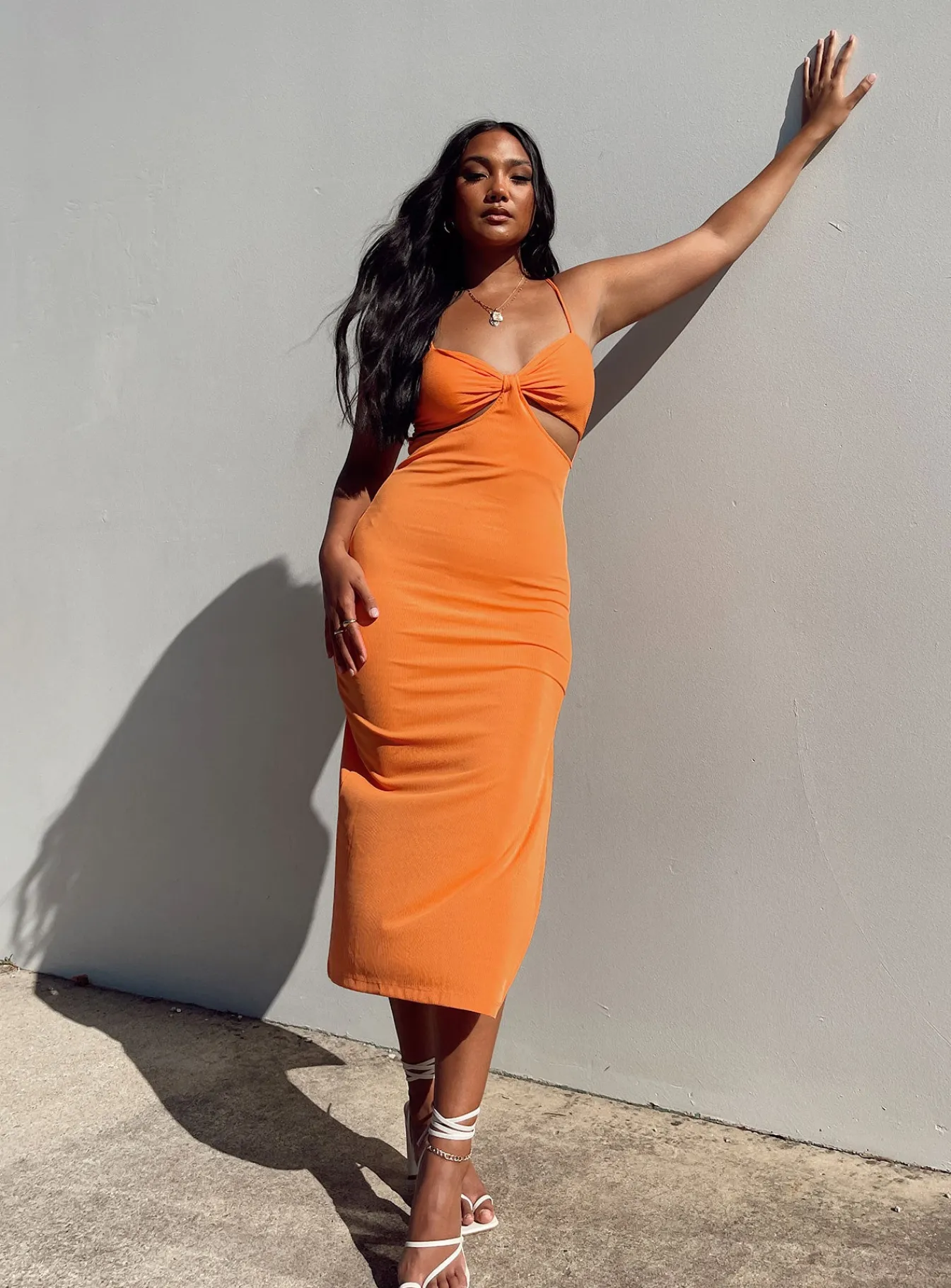 Princess Polly Marissa Midi Dress Orange Cheap