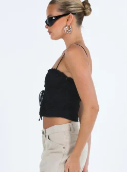Princess Polly Marloe Top  Black Hot