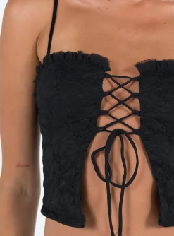 Princess Polly Marloe Top  Black Hot