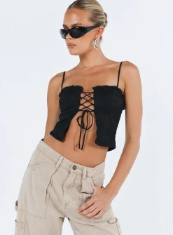 Princess Polly Marloe Top  Black Hot