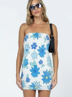 Princess Polly Marlow Mini Dress/ Blue   White Sale