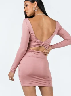 Princess Polly Maroy Long Sleeve Mini Dress  Mauve Hot