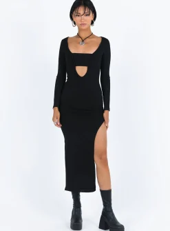 Princess Polly Marple Cut Out Maxi Dress  Black New