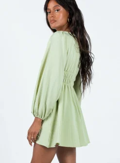Princess Polly Marsia Long Sleeve Mini Dress  Sage Outlet