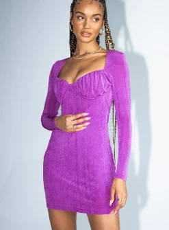 Princess Polly Martha Mini Dress  Purple Clearance