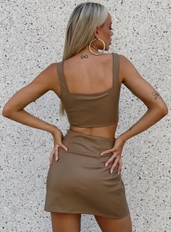 Princess Polly Martha Mini Skirt  Brown Shop