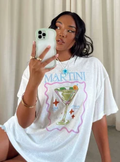 Princess Polly Martini Oversized Tee  White Shop