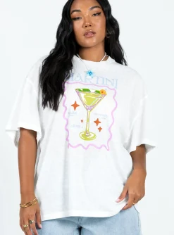 Princess Polly Martini Oversized Tee  White Shop