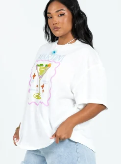 Princess Polly Martini Oversized Tee  White Shop