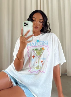 Princess Polly Martini Oversized Tee  White Shop
