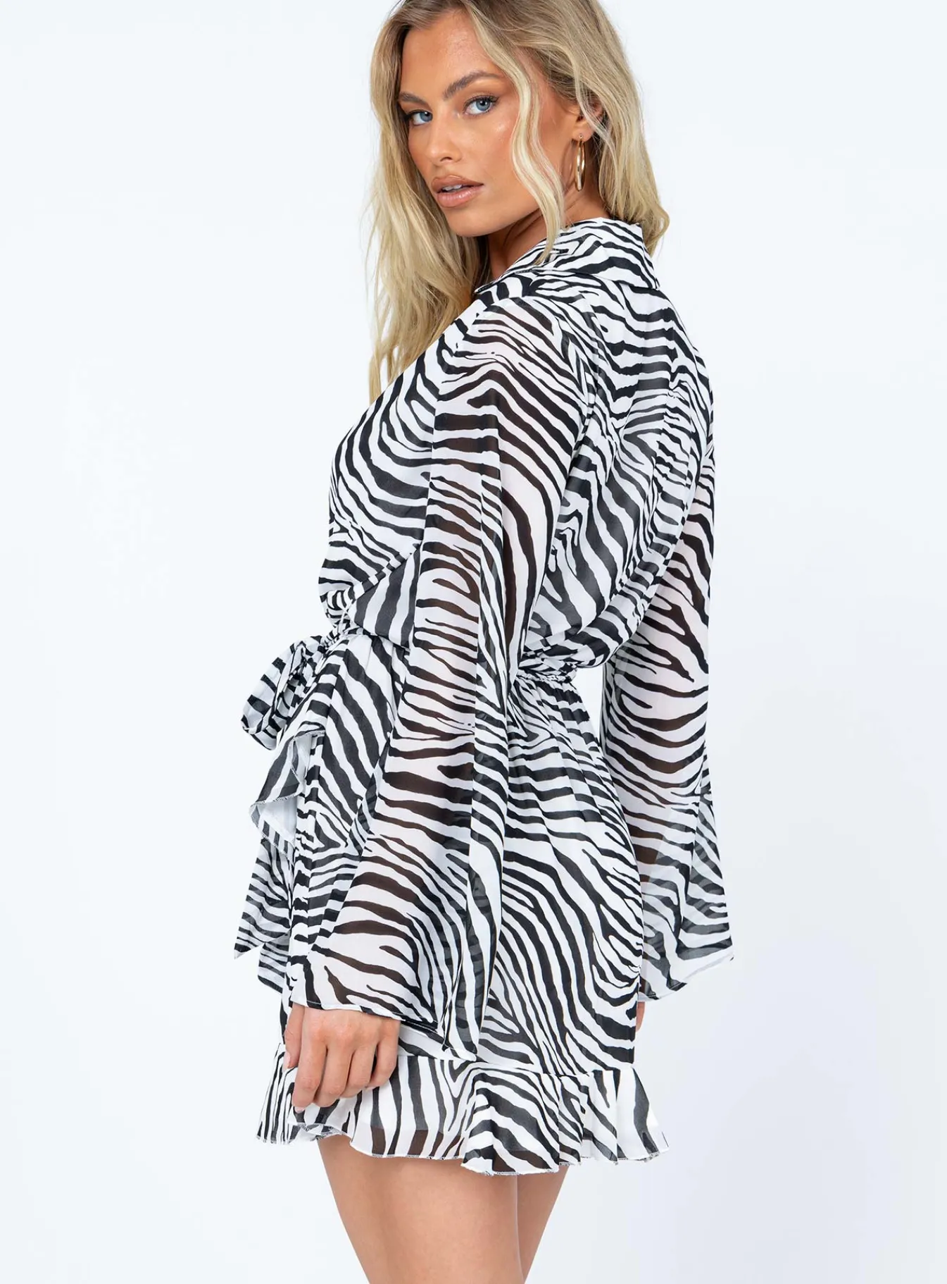 Princess Polly Marty Long Sleeve Mini Dress Zebra Shop