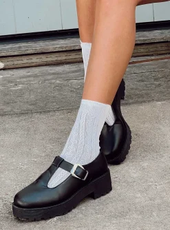 Princess Polly Mary Jane Loafer  Black Flash Sale