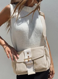 Princess Polly Matney Buckle Crossbody Bag Cream Discount