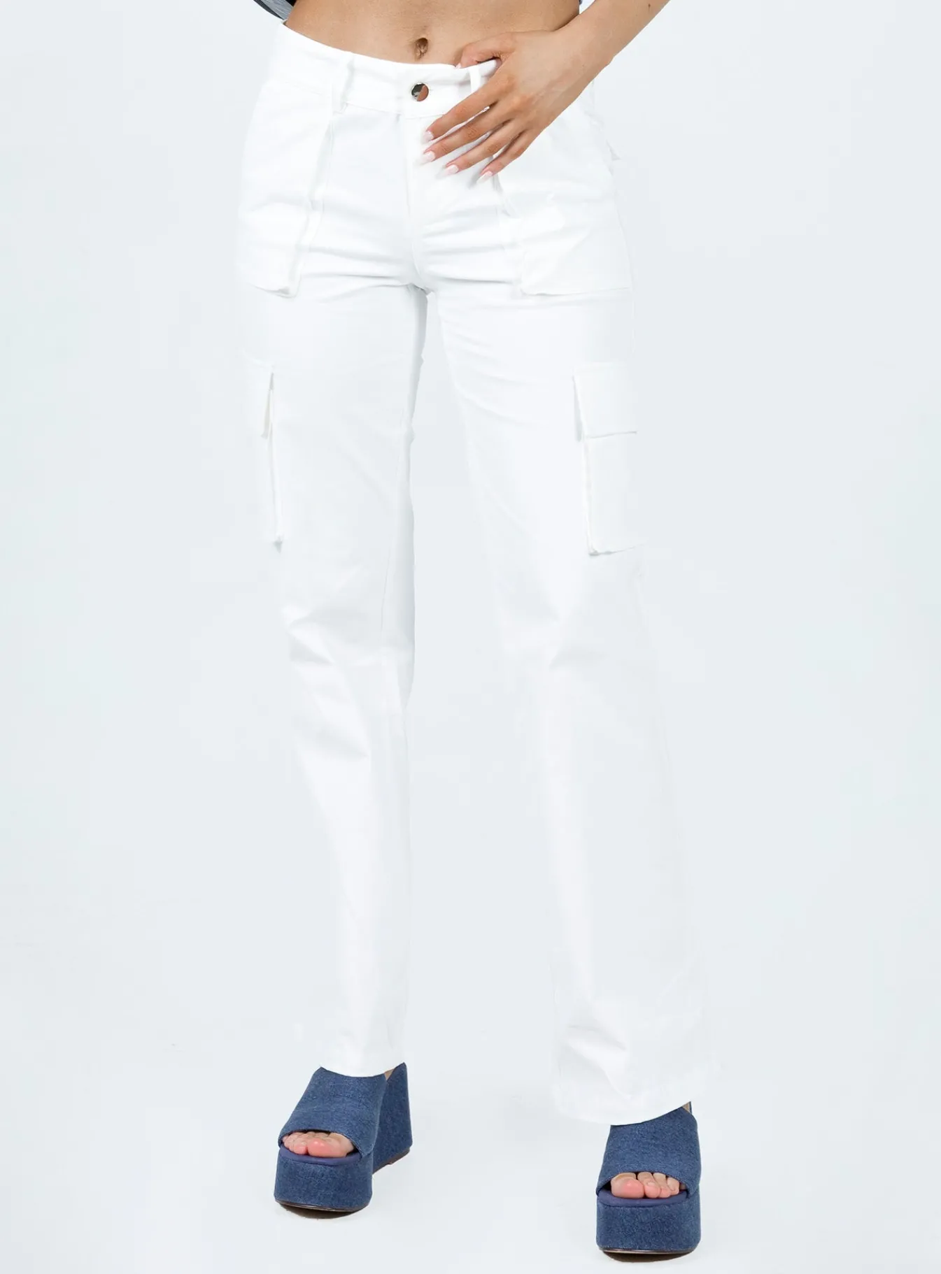 Princess Polly Mawson Bootleg Cargo Pant Ivory Discount