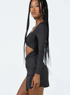 Princess Polly Maxam Long Sleeve Mini Dress  Black Cheap