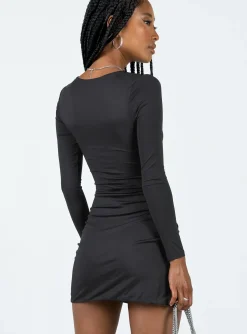 Princess Polly Maxam Long Sleeve Mini Dress  Black Cheap