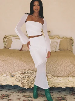 Princess Polly Maxton Ruffle Maxi Skirt Ivory Sale