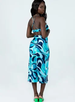 Princess Polly Mayia Midi Dressmulti   Blue Cheap
