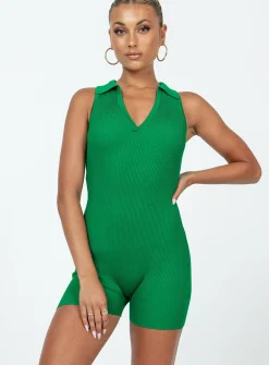 Princess Polly Mayree Romper  Green Cheap