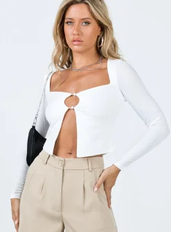 Princess Polly Mccall Long Sleeve Top White Cheap