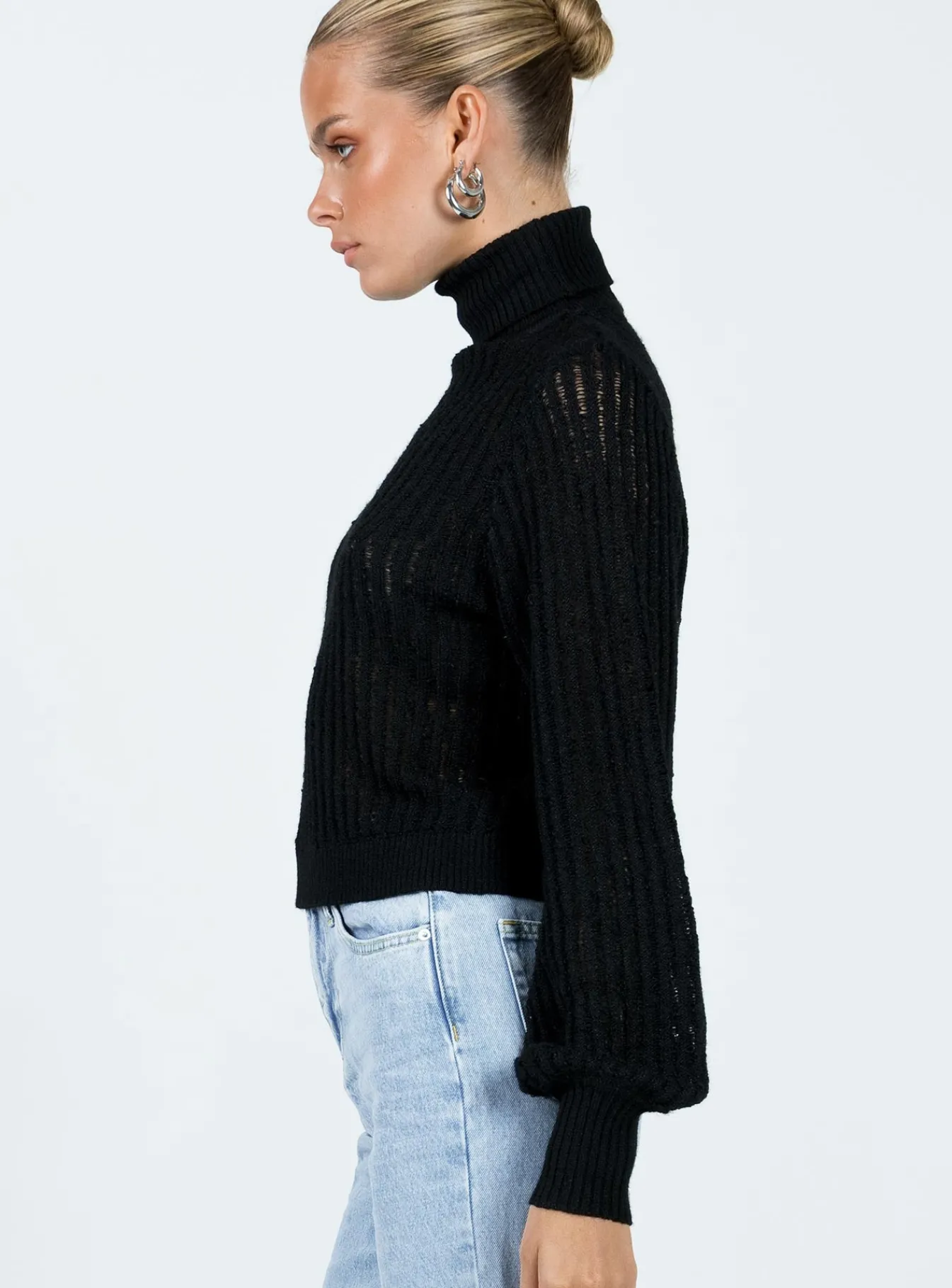 Princess Polly Mckilah Turtleneck Knit Jumper Black Discount