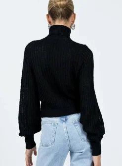 Princess Polly Mckilah Turtleneck Knit Jumper Black Discount