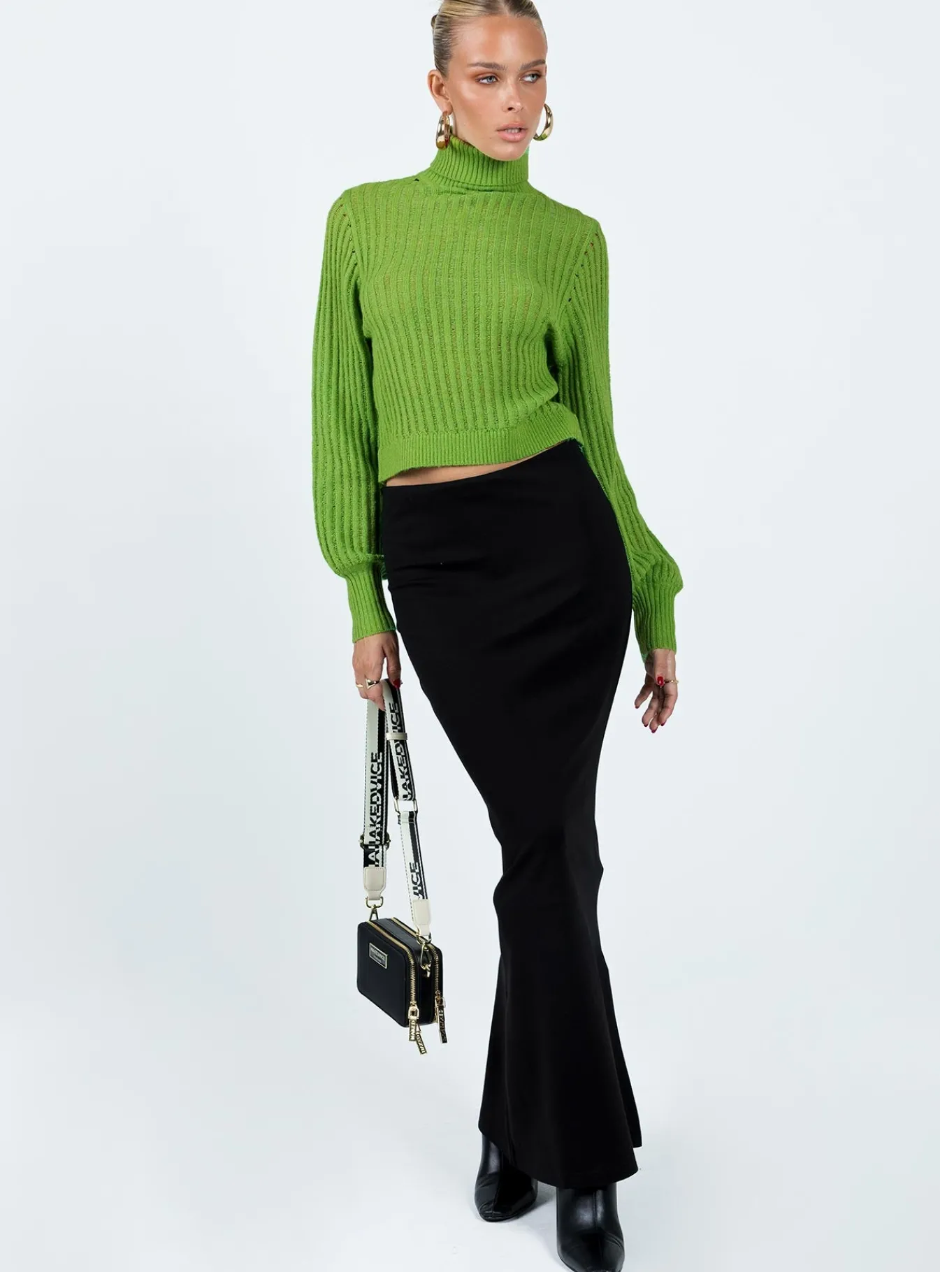 Princess Polly Mckilah Turtleneck Knit Sweater Green Outlet