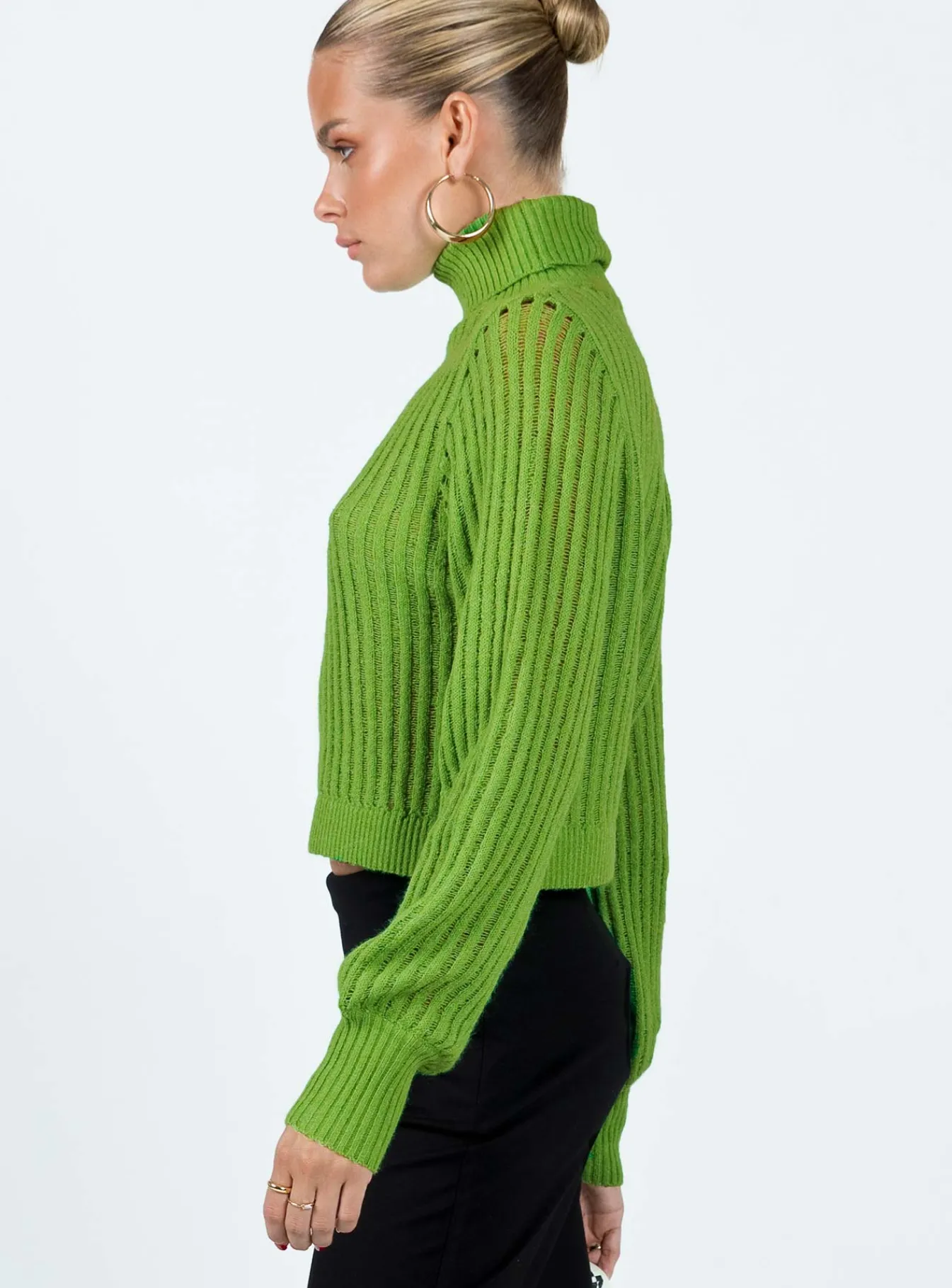 Princess Polly Mckilah Turtleneck Knit Sweater Green Outlet