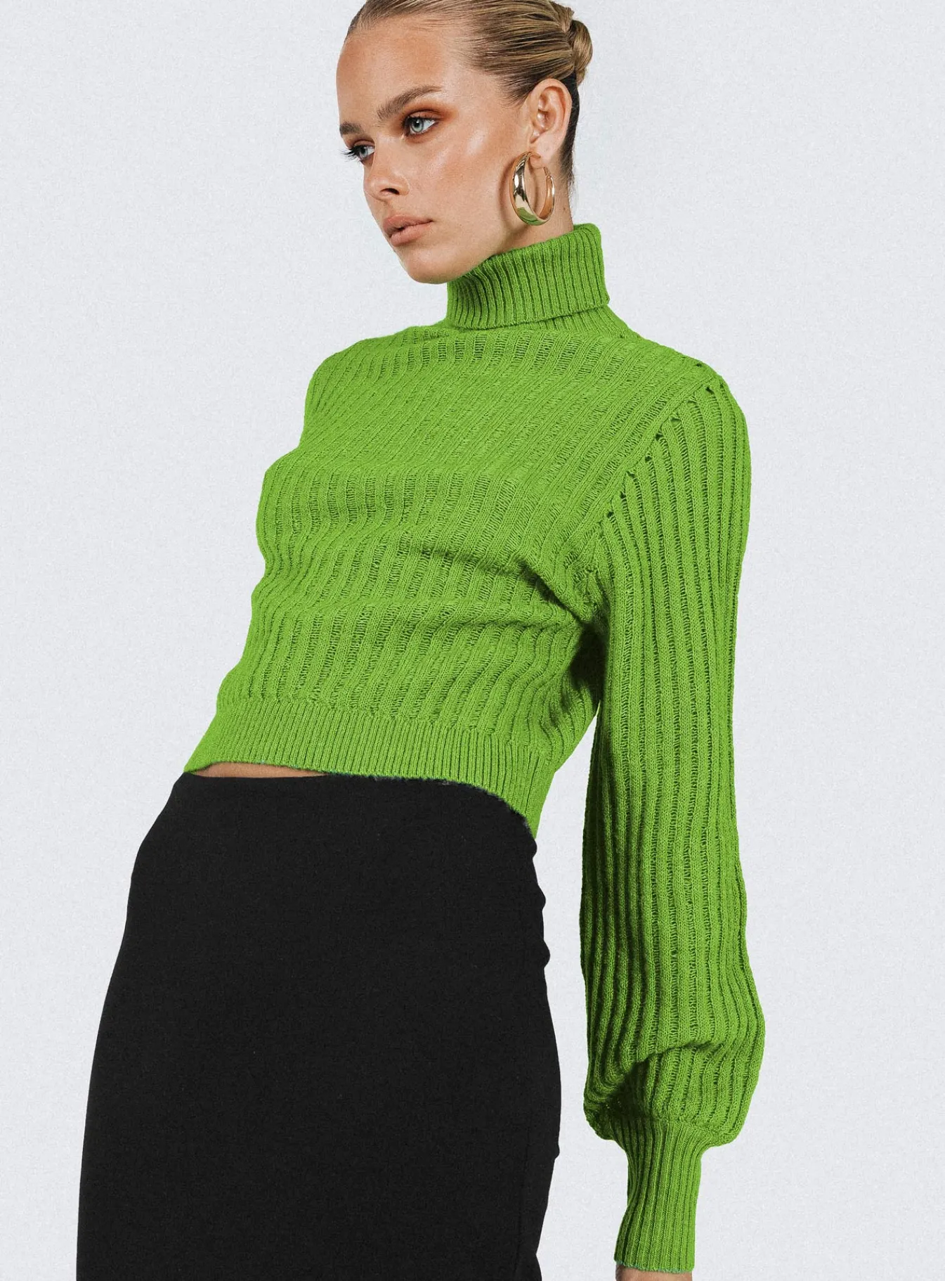 Princess Polly Mckilah Turtleneck Knit Sweater Green Outlet